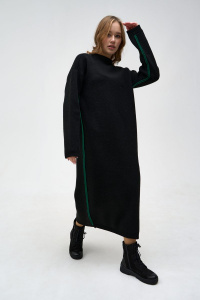 Платье PW934 (42-44, черный, зеленый, 60% акрил, 30% шерсть, 10% эластан)