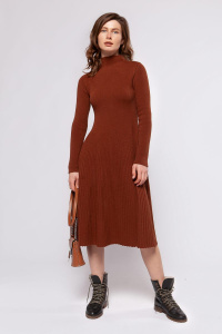 Платье PW856 (42-44, светло-коричневый, 60% акрил, 30% шерсть, 10% эластан)